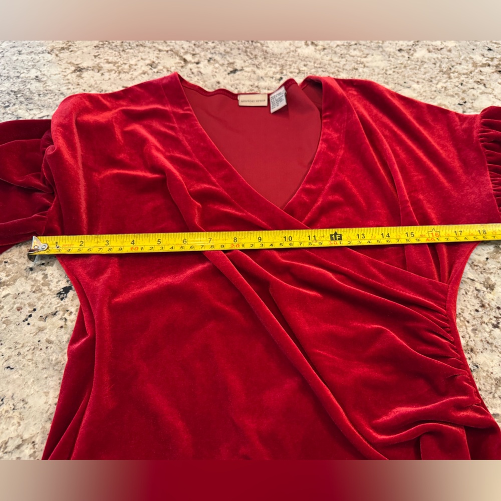 Newport News Elegant Red Long Sleeve Dress - Picture 5 of 6